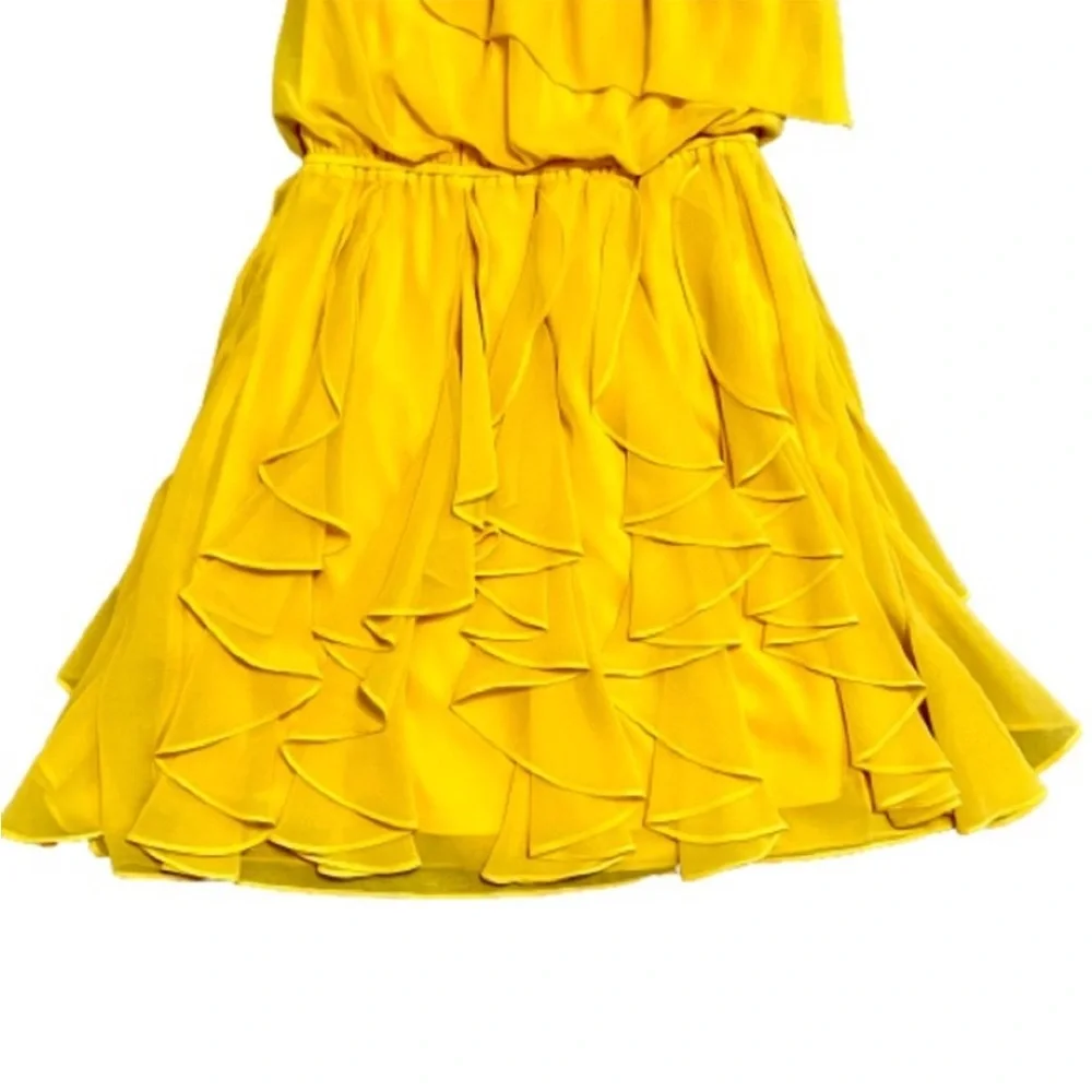 Jessica Simpson Yellow One-Shoulder Ruffle Dress Asymmetrical small